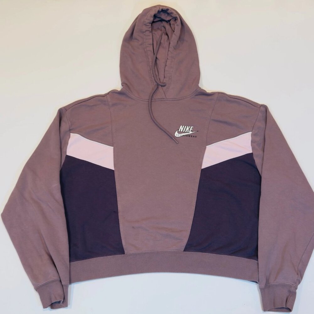 Vintage Purple Nike Crop Top Hoodie Women’s Streetwear Sweatshirt Retro size L